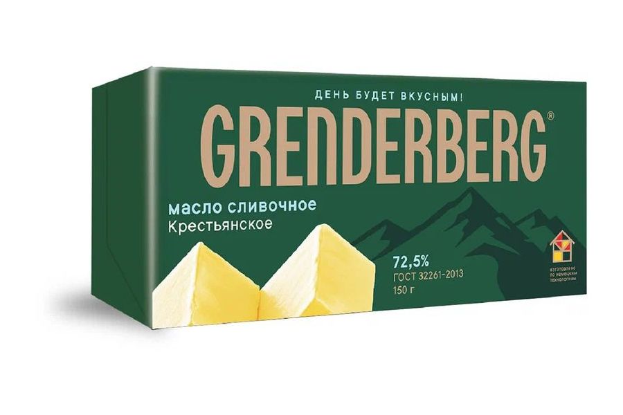 

Сладкосливочное масло Grenderberg Традиционное несоленое 82,5% 150 г