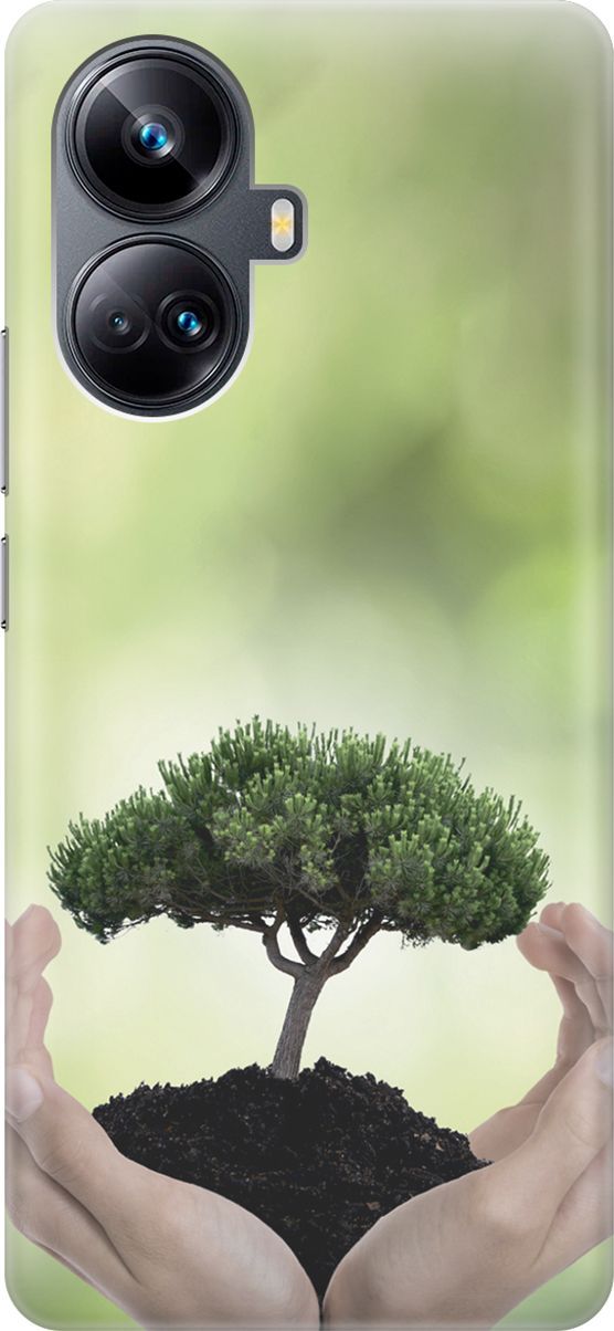 

Силиконовый чехол на Realme 10 Pro+ с принтом "Оберегайте природу", Бежевый;зеленый, 158632