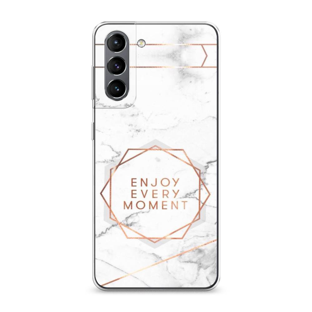 

Чехол Awog на Samsung Galaxy S21 / Самсунг S21 "Enjoy every moment мрамор", Белый;розовый;серый, 2101850-7
