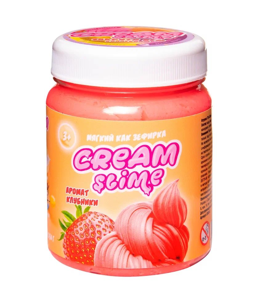 Игрушка Cream-Slime с ароматом клубники, 250 г флаффи слайм cream slime с ароматом банана 250 г жвачка для рук антистресс лизун
