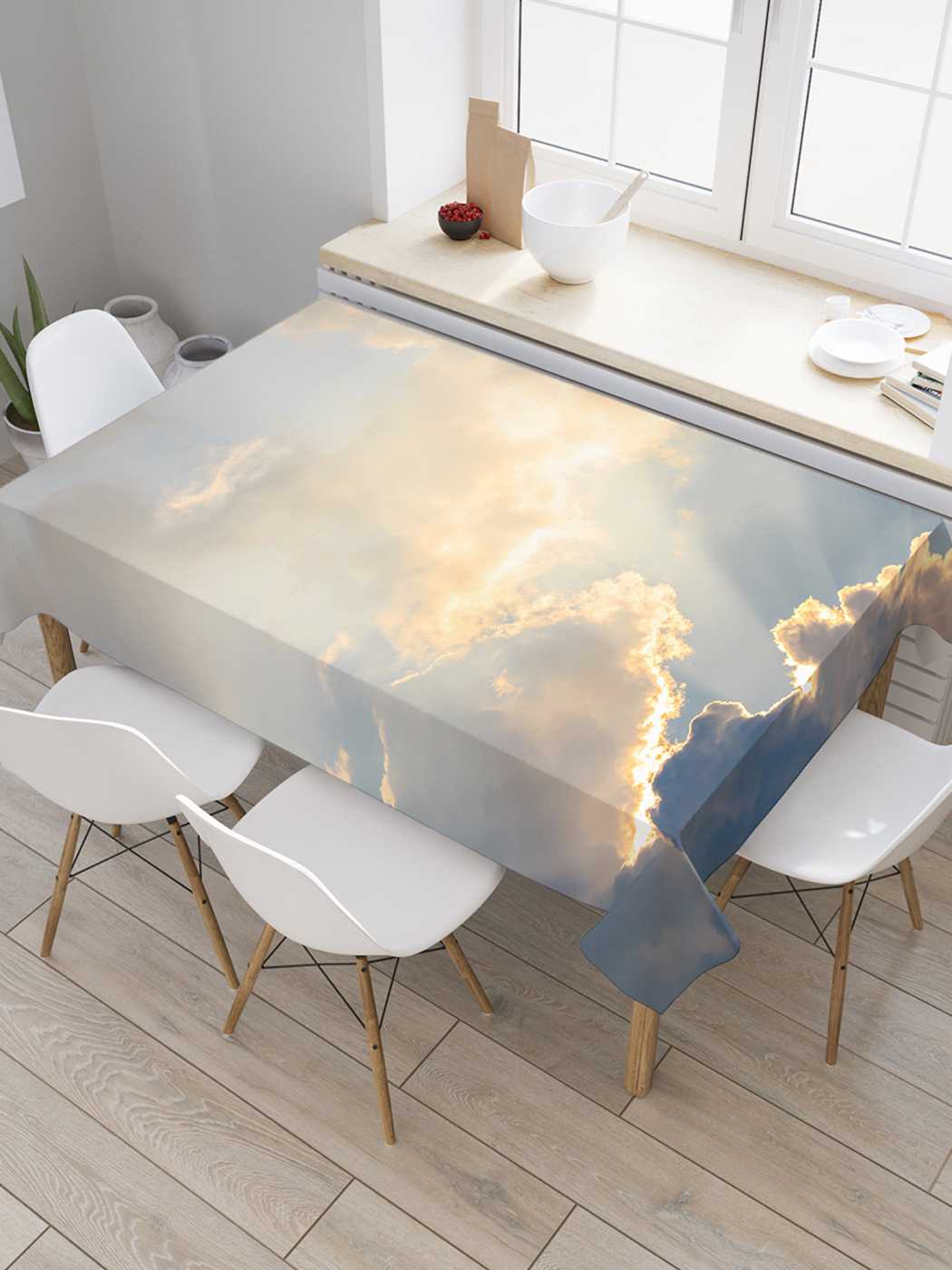 

Скатерть прямоугольная JoyArty "Завораживающие облака" из оксфорда, 180x145 см, Голубой, Завораживающие облака