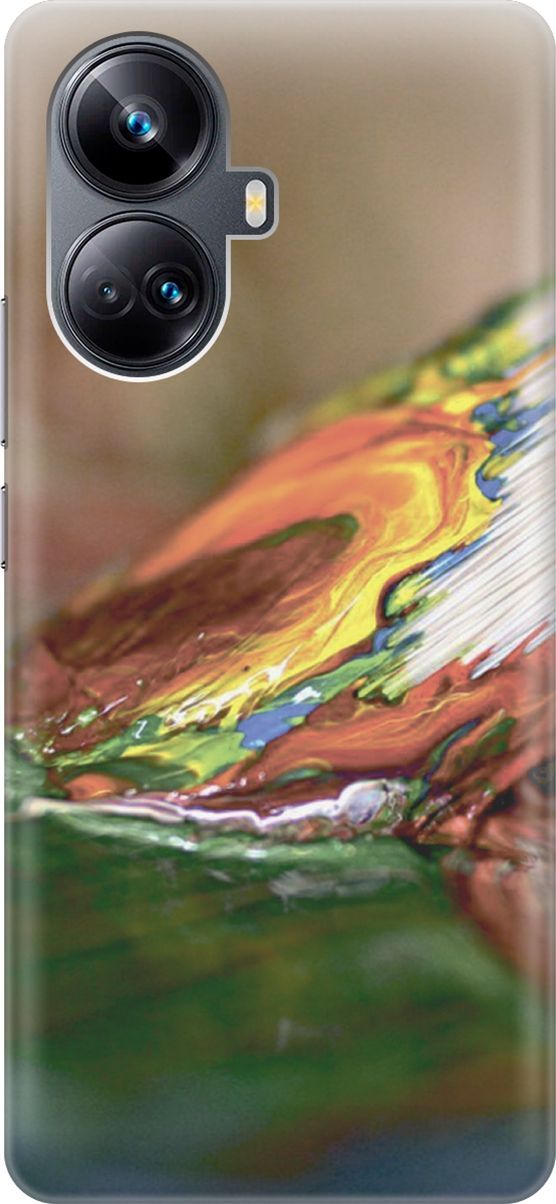 

Силиконовый чехол на Realme 10 Pro+ с принтом "Кисть и краска", Бежевый;зеленый, 158635