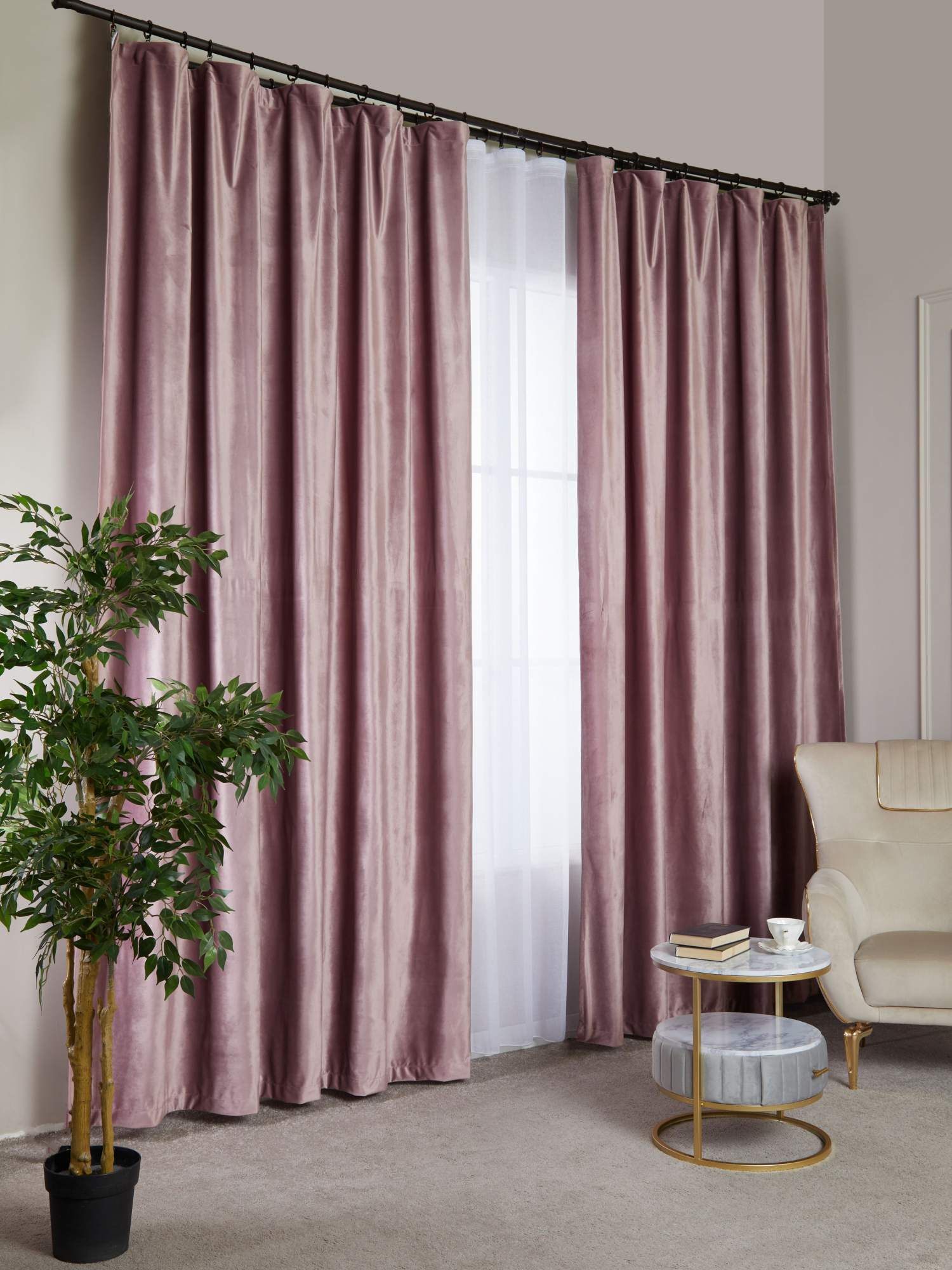 

Комплект штор A&H Бархат 250x260 см на шторной ленте, 2 шт, 2velvet-2