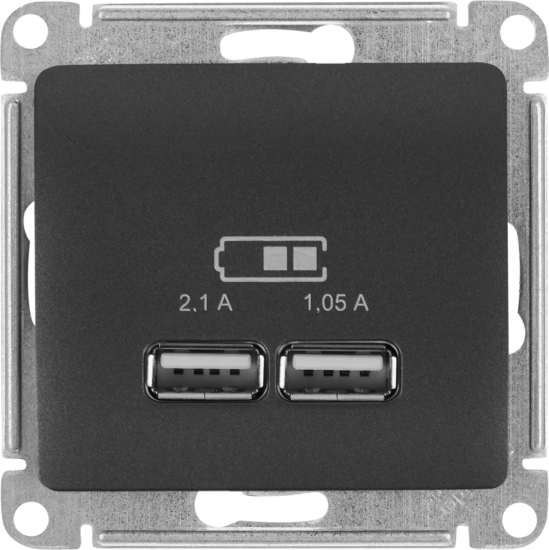 Розетка USB встраиваемая Schneider Electric Glossa цвет графитовый