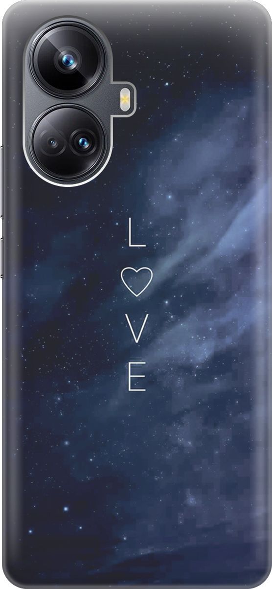 

Силиконовый чехол на Realme 10 Pro+ с принтом "Ночное небо и любовь", Синий;черный, 158625