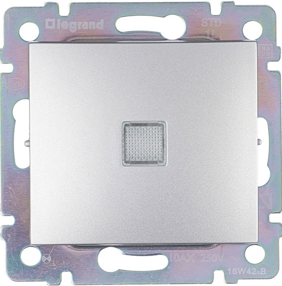 

LEGRAND Valena 694340 выключатель одноклавишный с/у с подсветкой алюминий, Серебристый, LEGRAND Valena 694340 выключатель одноклавишный с/у с подсветкой алюминий