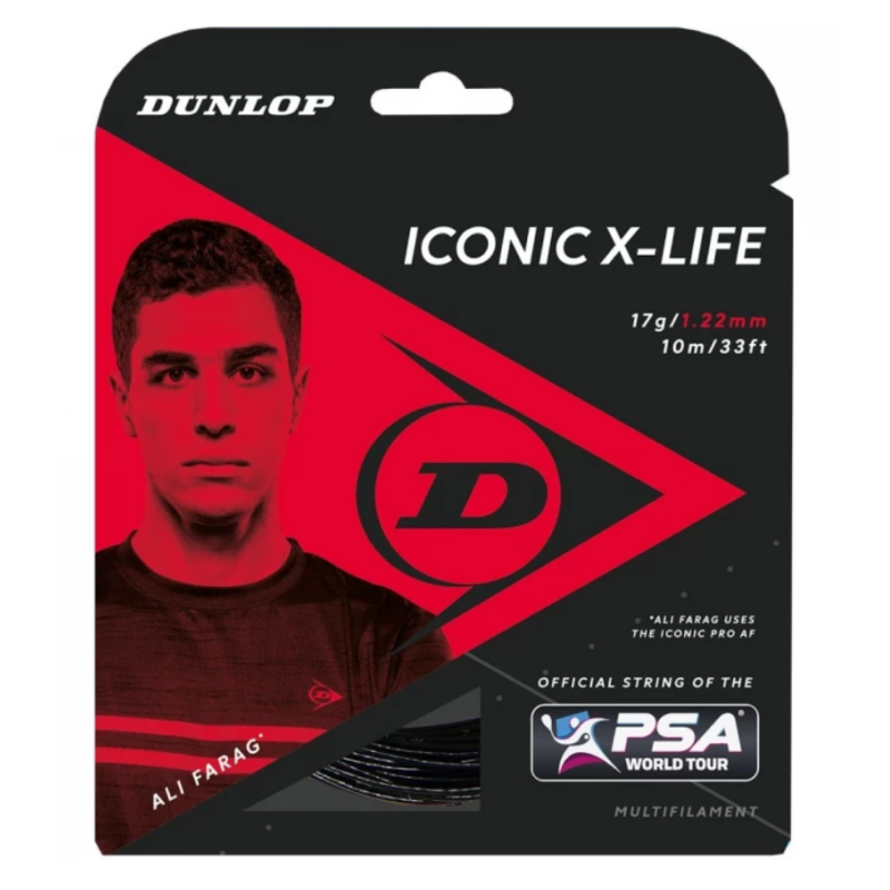 Струна для сквоша Dunlop 10m Iconic X-Life, Black, 1.22