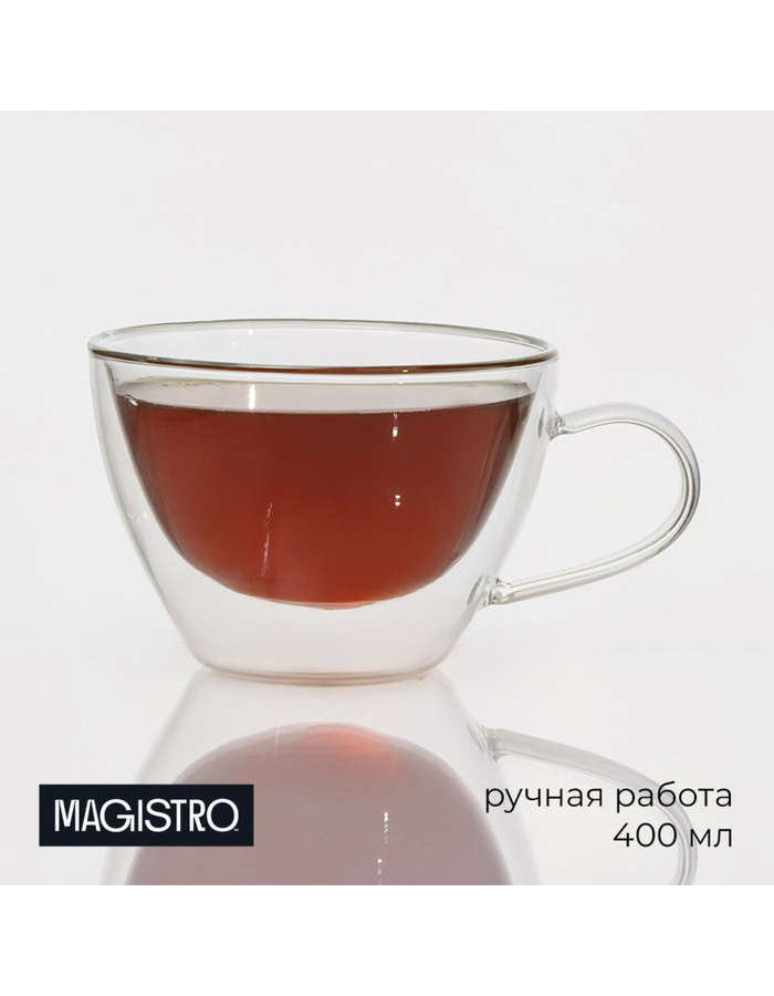 

Кружка с двойными стенками Magistro Дуо стеклянная, 400 мл