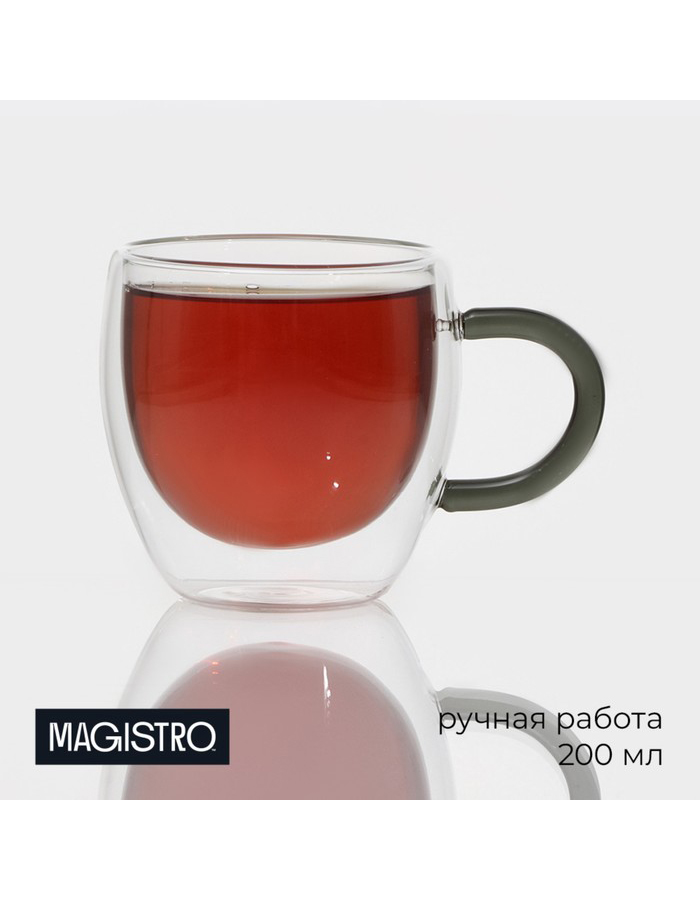 

Кружка с двойными стенками Magistro Адель стеклянная, 200 мл, черная