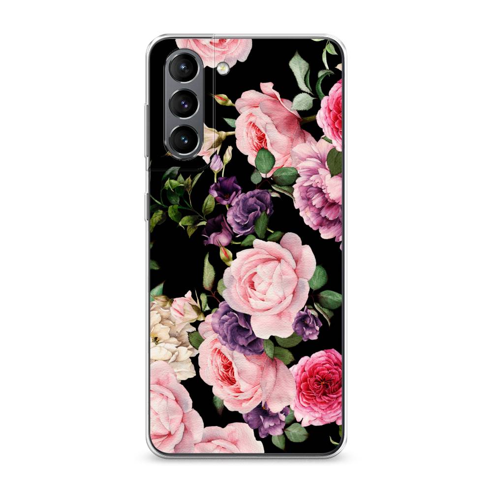 

Чехол Awog на Samsung Galaxy S21 / Самсунг S21 "Пионы на черном", Черный;розовый;зеленый, 2101850-8