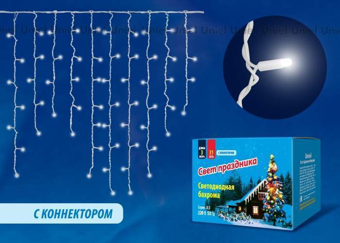 

Световая гирлянда новогодняя Uniel ULD-B3010-200/TWK 3 м белый холодный, ULD-B3010-200/TWK