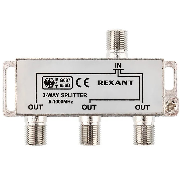 

Антенный разветвитель Rexant F-female Делитель телевизионный S3-WAY на 3TV 00013026, Делитель телевизионный S3-WAY на 3TV