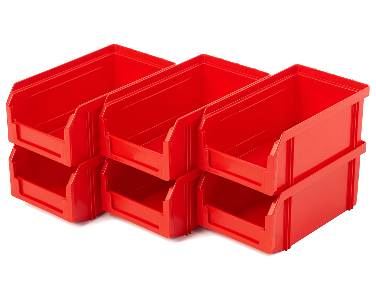 Пластиковый ящик Стелла-техник V-1-К6-красный , 172х102х75мм, комплект 6 штук комплект тетрадей из 4 штук 96 листов в клетку king