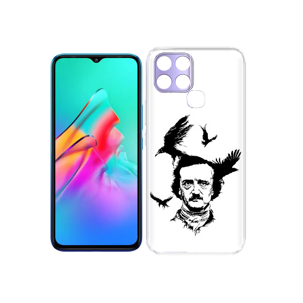 

Чехол MyPads Tocco для Infinix Smart 6 Эдгар Аллан черно белый, Прозрачный, Tocco