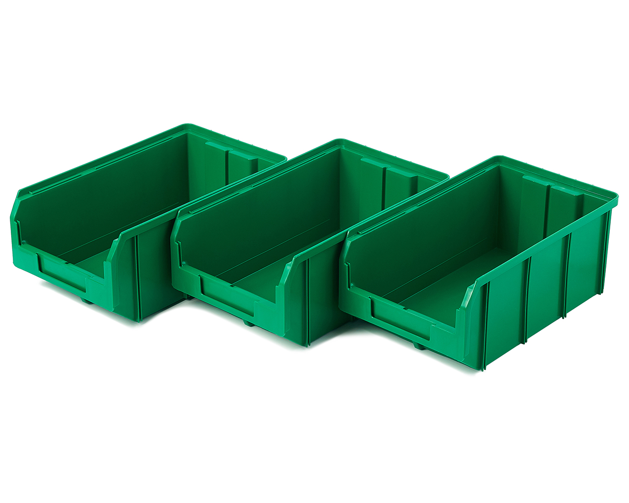 Пластиковый ящик Стелла-техник V-3-К3-зеленый , 342х207х143мм, комплект 3 штуки пластиковый короб стелла техник с 2 зеленый прозрачный 140х250х100мм