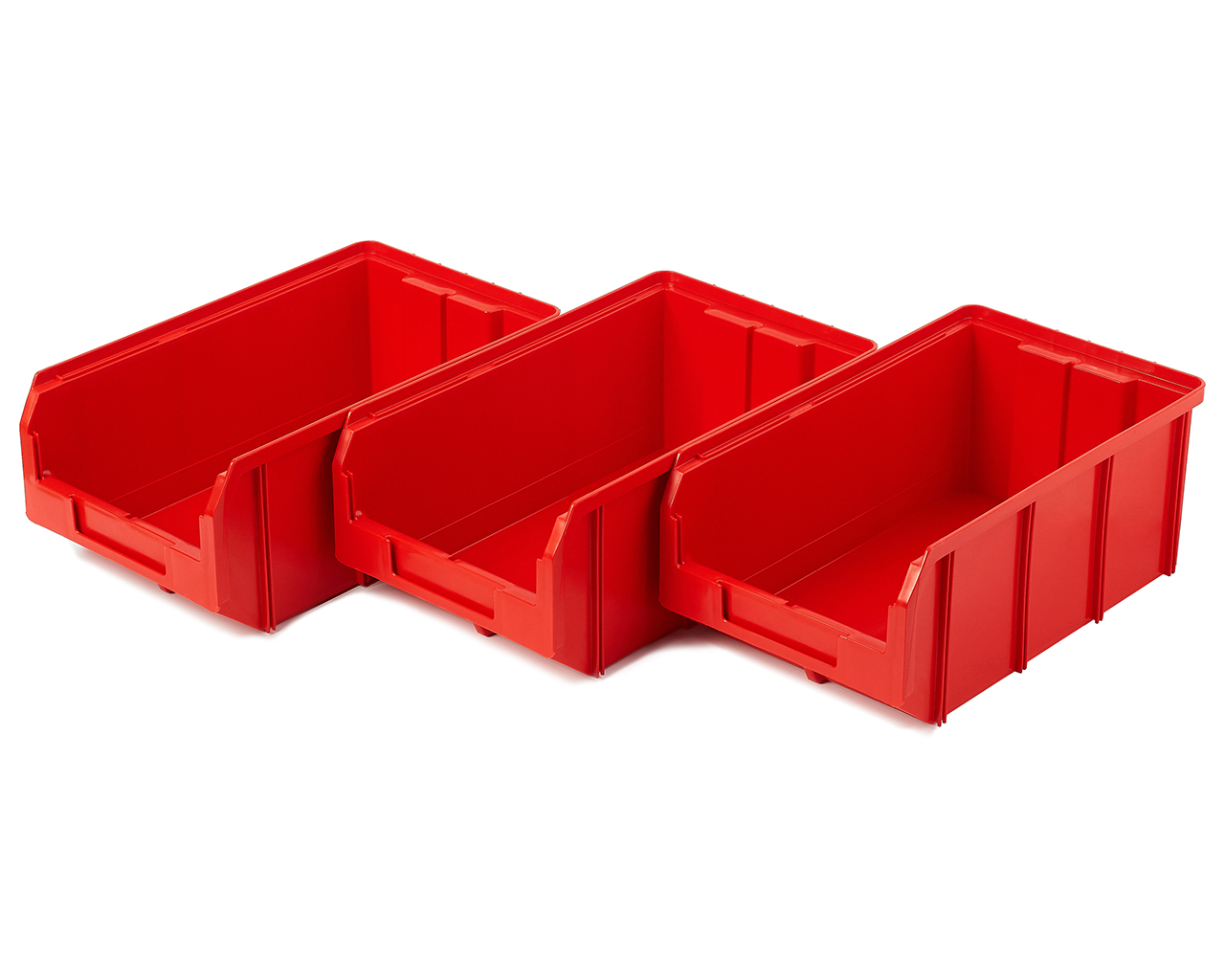 Пластиковый ящик Стелла-техник V-3-К3-красный , 342х207х143мм, комплект 3 штуки пластиковый короб стелла техник с 2 красный прозрачный 140х250х100мм