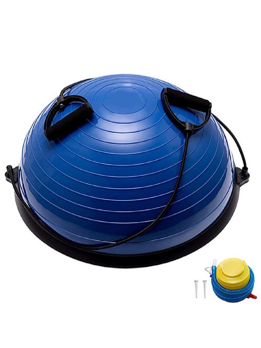 Полусфера BOSU Sportex BOSU055-21 гимнастическая 58см синяя с эспандером и насосом