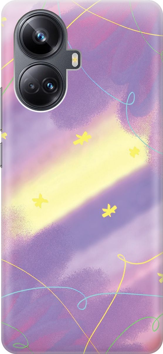 

Силиконовый чехол на Realme 10 Pro+ с принтом "Сиреневые сны", Желтый;фиолетовый, 158628