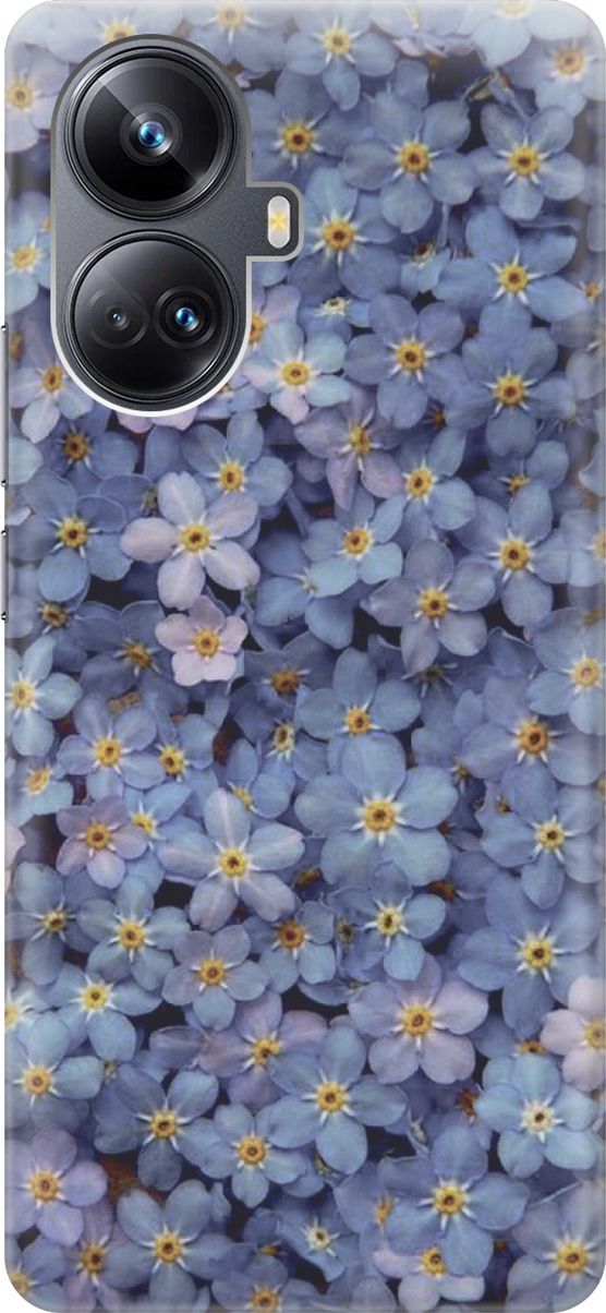 

Силиконовый чехол на Realme 10 Pro+ с принтом "Голубые фиалки", Желтый;синий, 158633