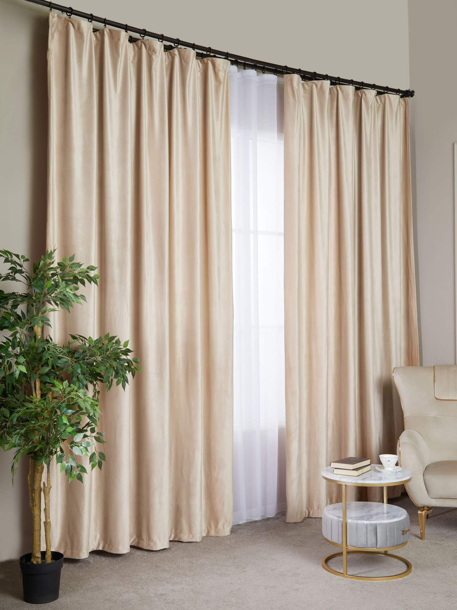 

Комплект штор A&H Бархат 250x280 см на шторной ленте, 2 шт, 2velvet-2