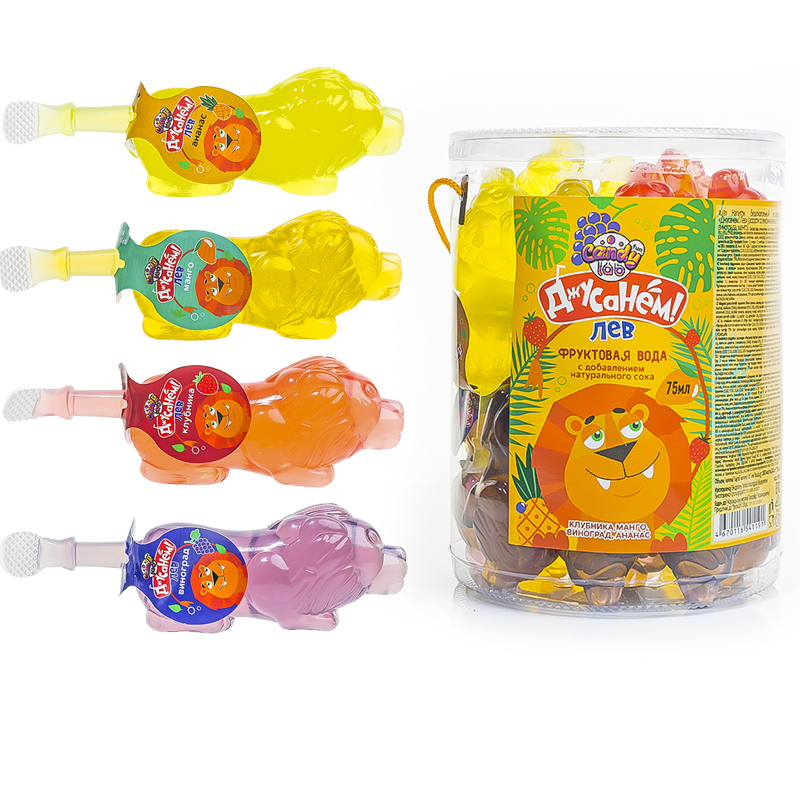 

Напиток безалкогольный негазированный fun Candy lab Джусанём! Лев Ассорти, 24шт*75мл, фруктовая вода