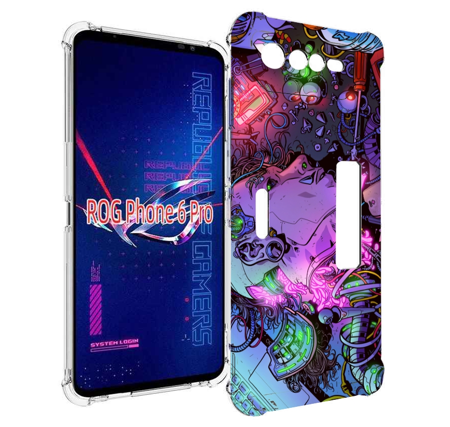 

Чехол MyPads голова робота мультик для Asus ROG Phone 6 Pro, Прозрачный, Tocco