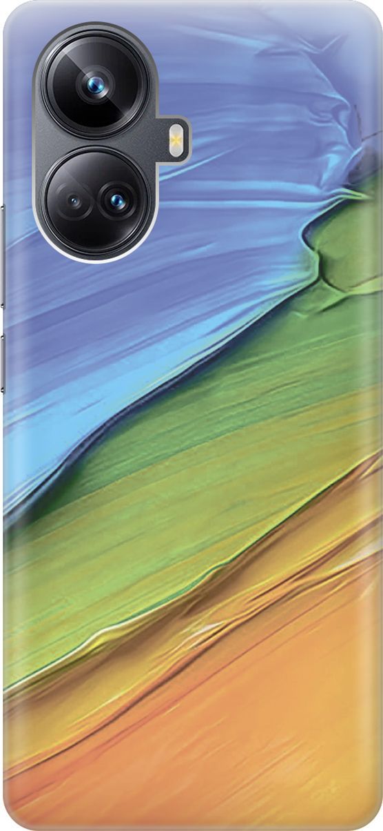 

Силиконовый чехол на Realme 10 Pro+ с принтом "Желто-синие ткани", Голубой;оранжевый, 158638