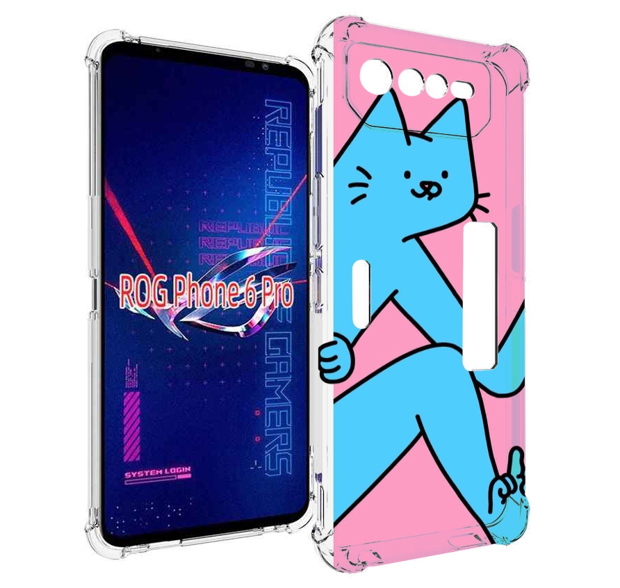 

Чехол MyPads голубой кот в дверце для Asus ROG Phone 6 Pro, Прозрачный, Tocco