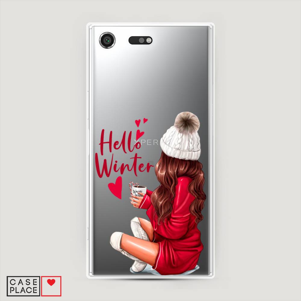 

Чехол на Sony Xperia XZ Premium "Hello winter", Красный;белый;коричневый, 52450-5