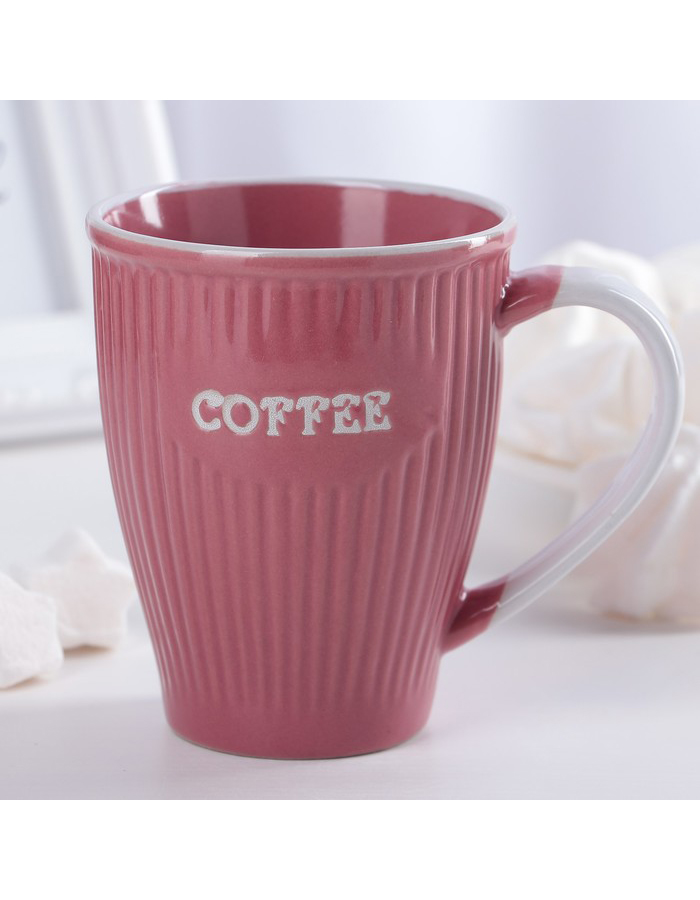 

Кружкa для чая Доляна Coffee керамическая, 270 мл, розовая