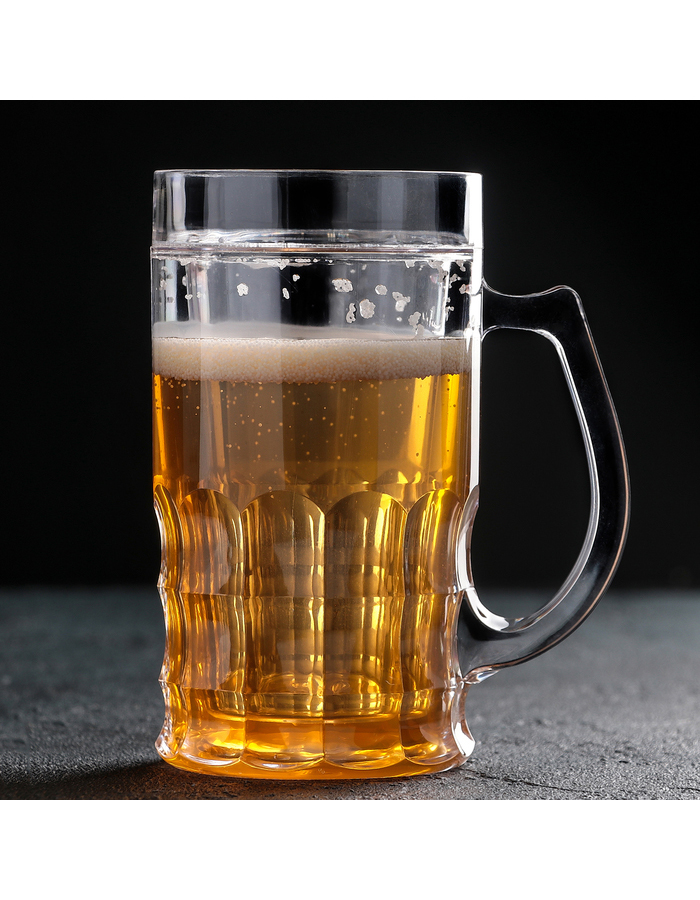 

Пивная кружка Alat Home 4298381]SMLD охлаждающая пластмассовая, 450 мл, прозрачная