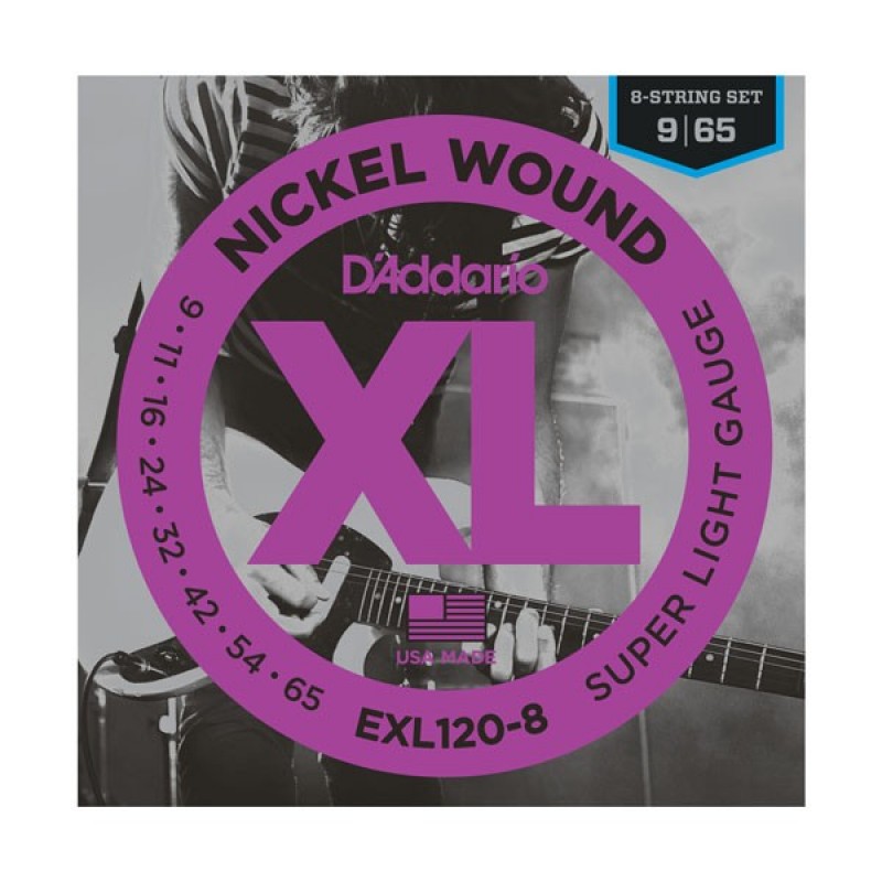 

Daddario Exl120-8 струны для 8-ми струнной электрогитары, Super Light, никель, 9-65