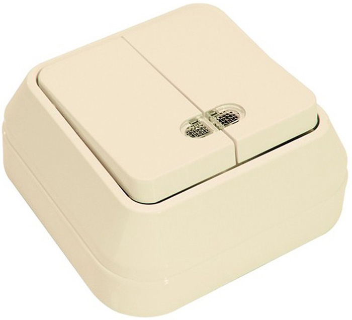 

MAKEL 45223 выключатель 2 клавиши накладной о/у бежевый с подсветкой, Белый, MAKEL 45223 выключатель 2 клавиши накладной о/у бежевый с подсветкой