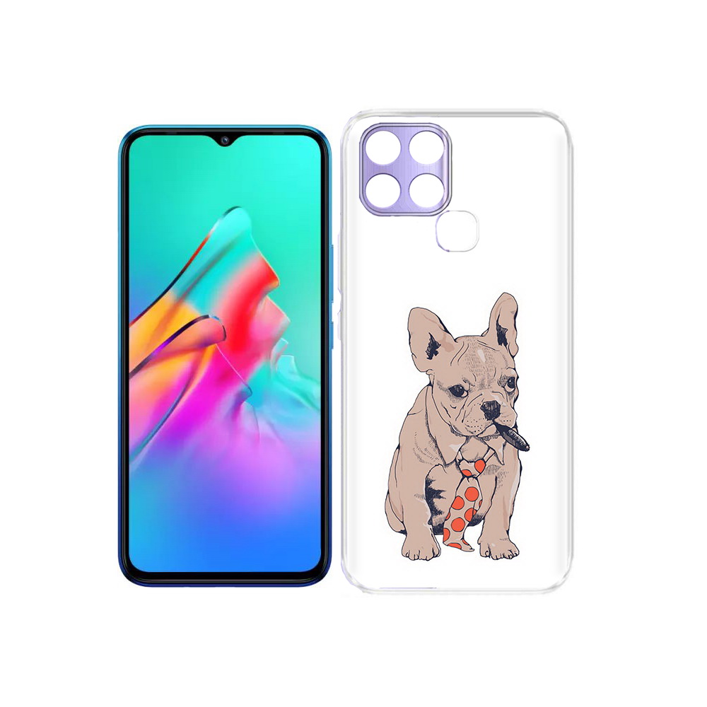 

Чехол MyPads Tocco для Infinix Smart 6 бульдог с сигарой, Прозрачный, Tocco