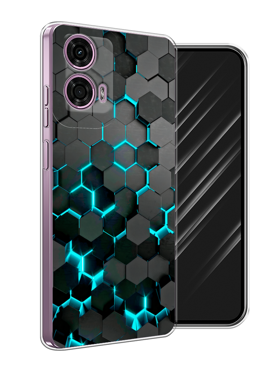 

Чехол Awog на Motorola Moto G24 "Соты бирюзовые", Черный;бирюзовый;синий, 243850-1