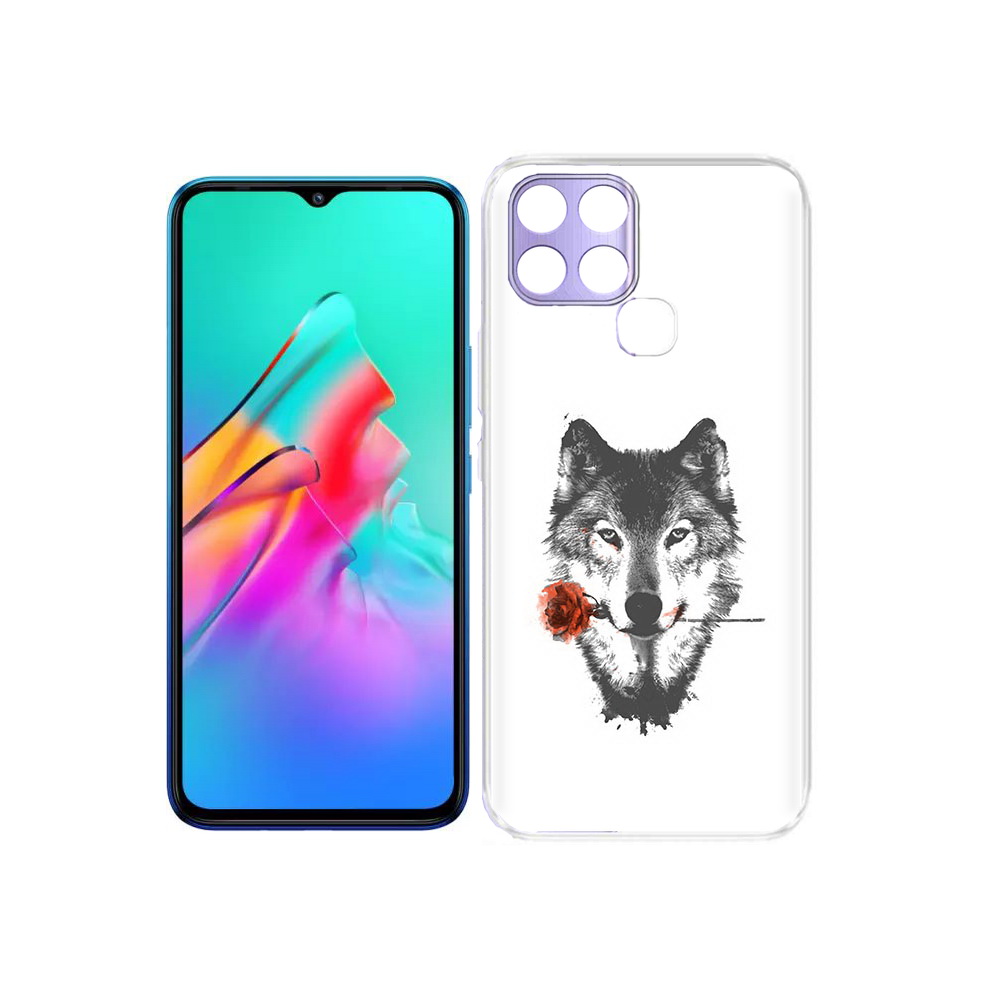 

Чехол MyPads Tocco для Infinix Smart 6 волк с розой, Прозрачный, Tocco