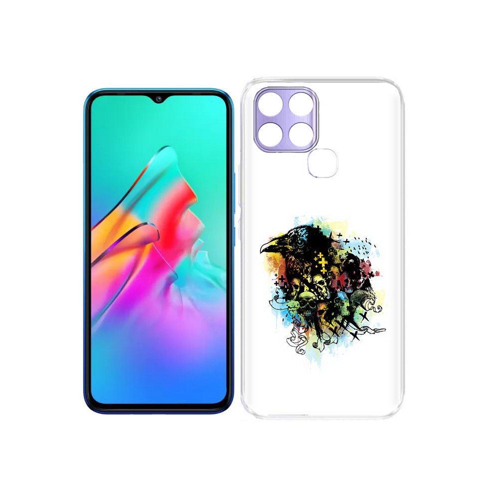 

Чехол MyPads Tocco для Infinix Smart 6 ворон и черепа, Прозрачный, Tocco