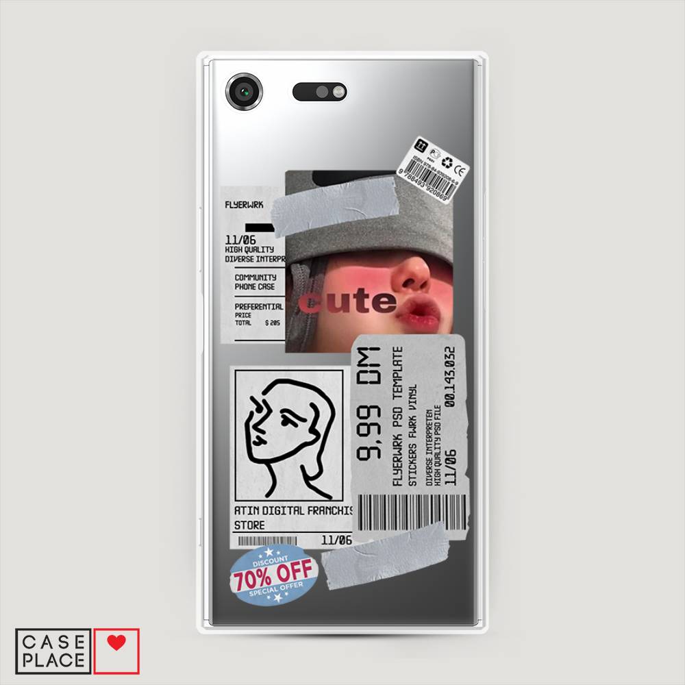 

Чехол на Sony Xperia XZ Premium "Cute girl collage", Розовый;серый;голубой, 52450-6