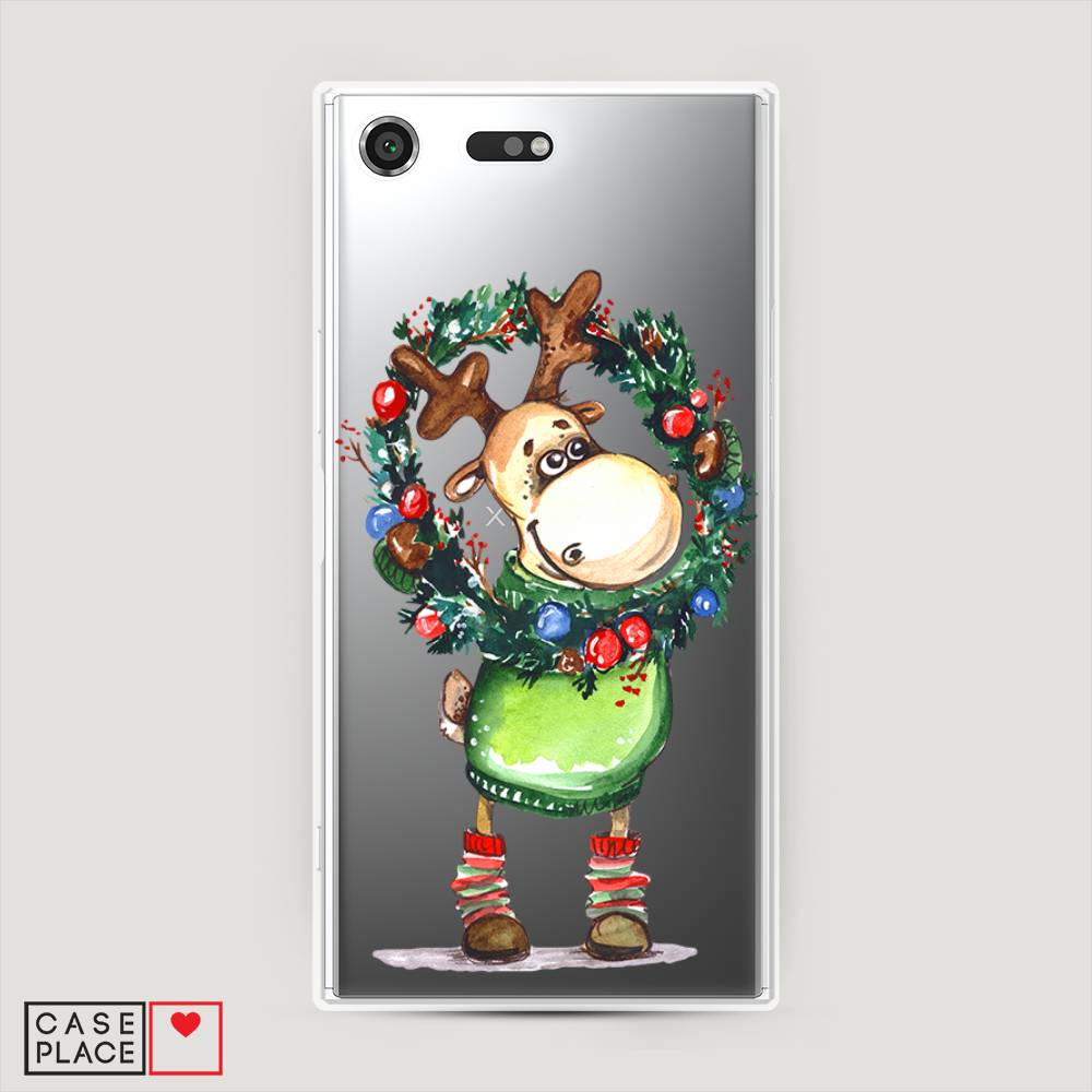 

Чехол на Sony Xperia XZ Premium "Олень с новогодним венком", 52450-4