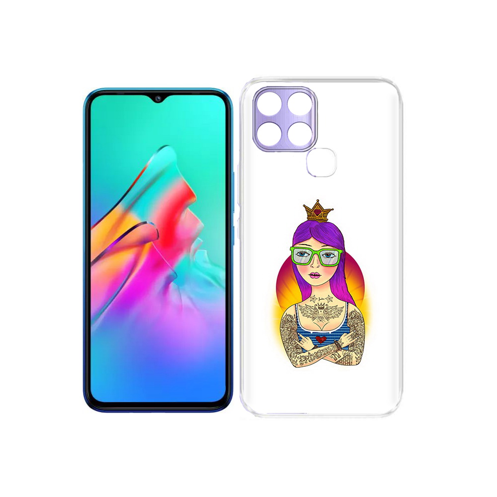 

Чехол MyPads Tocco для Infinix Smart 6 девушка в татуировках с короной, Прозрачный, Tocco