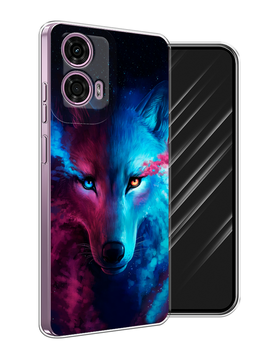 

Чехол Awog на Motorola Moto G24 "Волшебный волк", Голубой;розовый, 243850-1