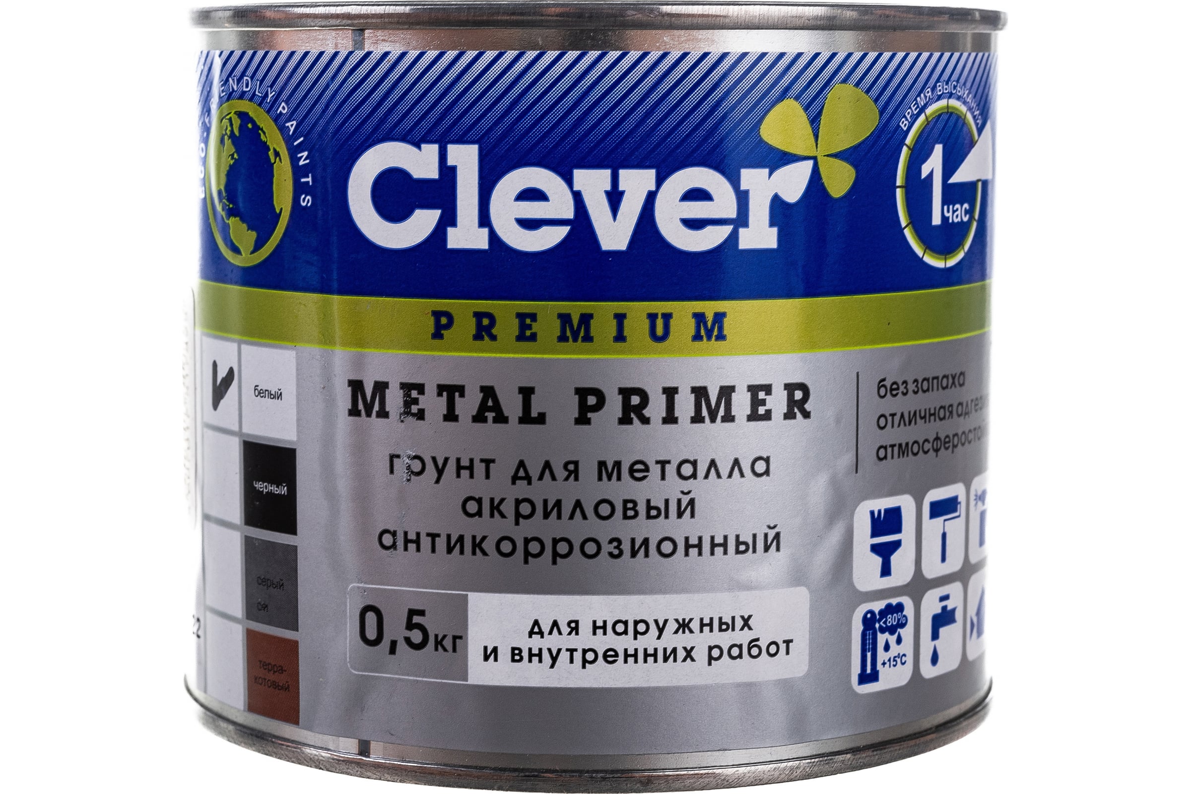 

Clever Грунт по металлу "METALL PRIMER",белый 0,5 кг 141434