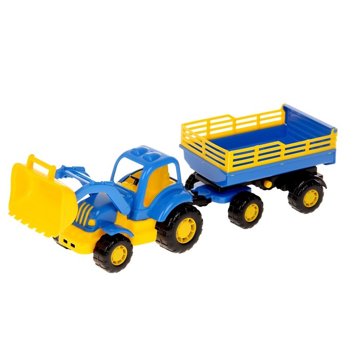 Трактор «Крепыш», с прицепом №2 и ковшом, цвета МИКС трактор с прицепом 1 крепыш