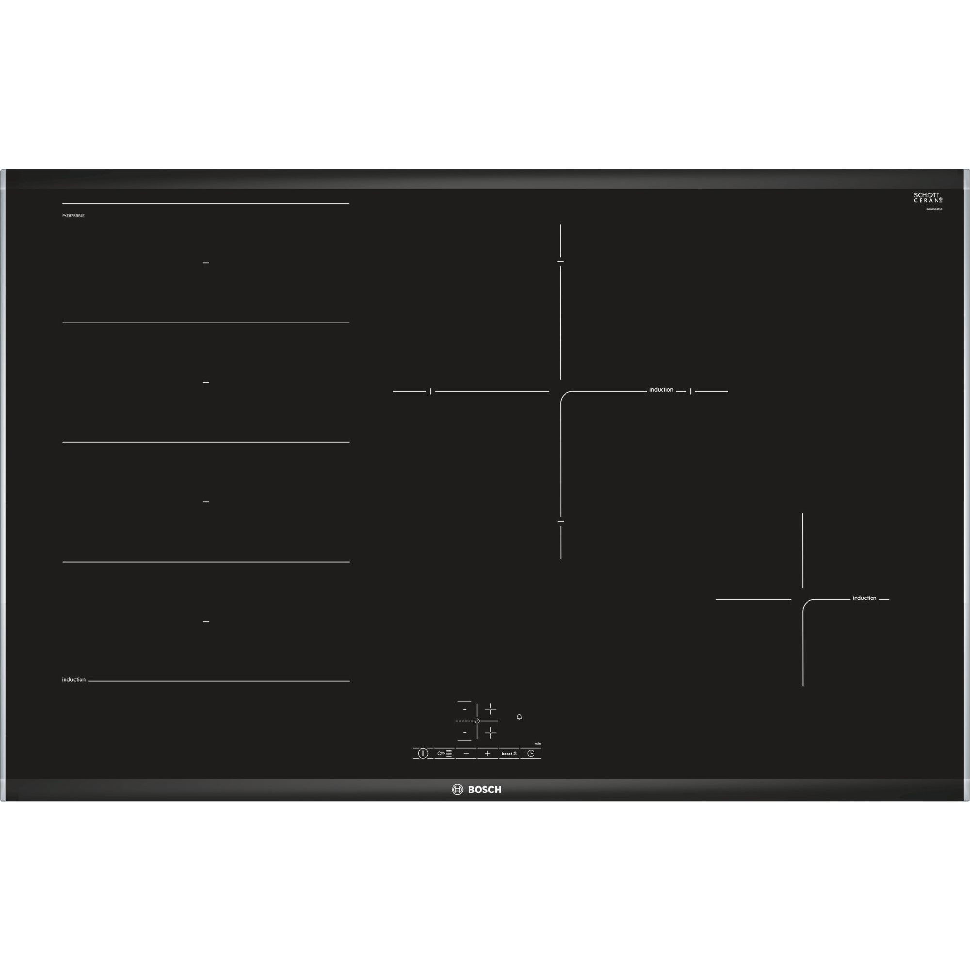 

Встраиваемая варочная панель индукционная Bosch PXE875BB1E черный, PXE875BB1E