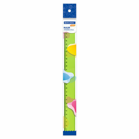 

Линейка пластиковая 30 см BRAUBERG FRUITY тонированная ассорти 210767, Разноцветный