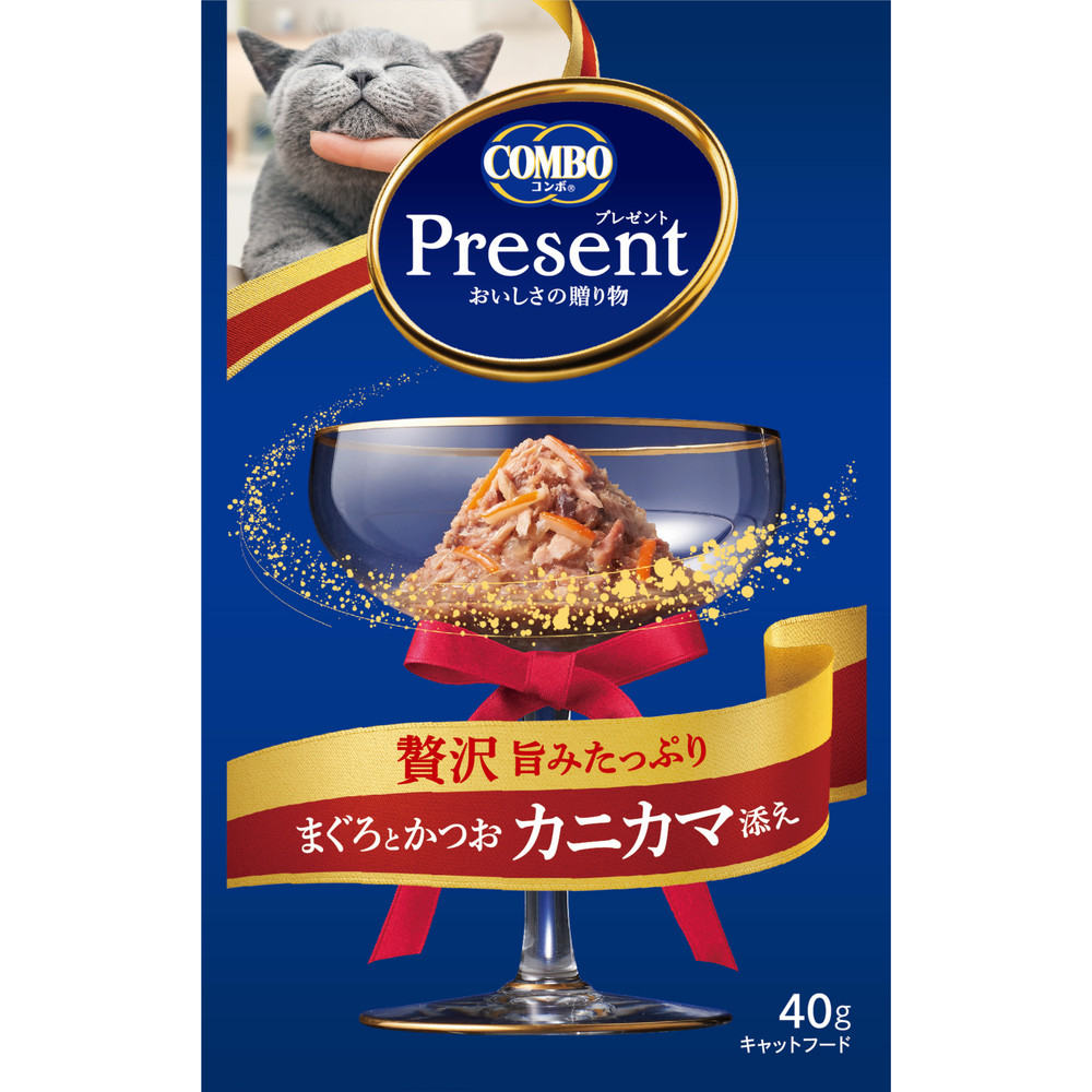 

Влажный корм для кошек Present. Japan Premium Pet японский тунец-бонито с крабом, 40 г, Present