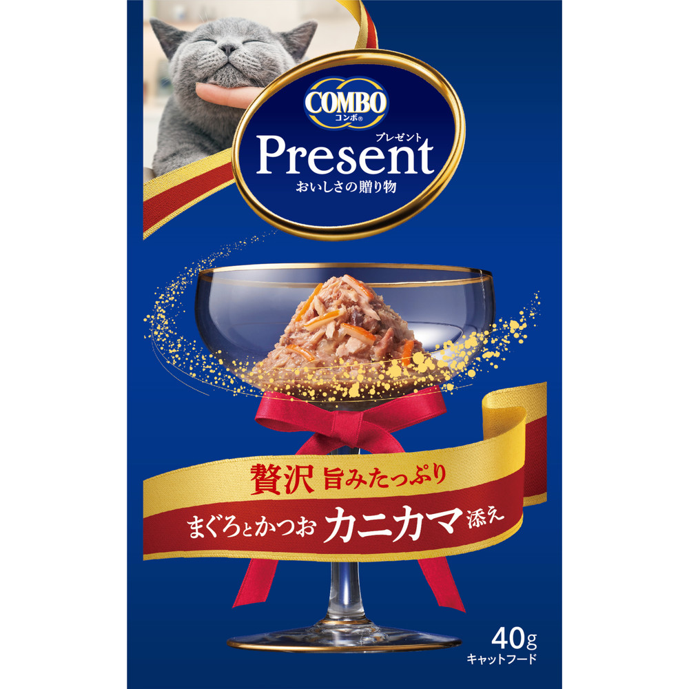 Влажный корм для кошек Present. Japan Premium Pet японский тунец-бонито с крабом, 40 г