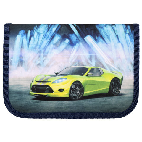 

Пенал ПИФАГОР 1 отделение ткань 19x13 см Green Car 270360