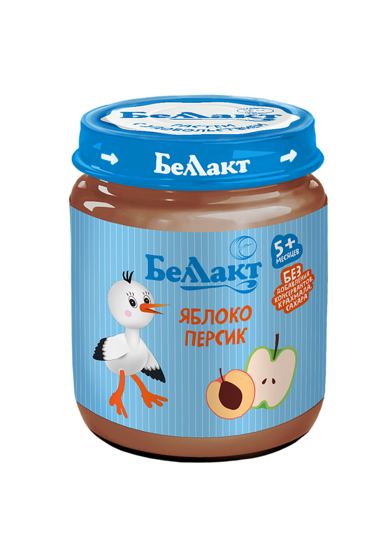 

Пюре Беллакт из яблок и персиков 100гр. 1 шт., из яблок и персиков