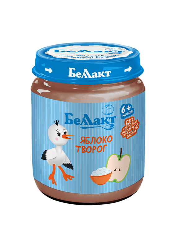 

Пюре Беллакт яблочное с творогом 100гр. 1 шт., из яблок с творогом